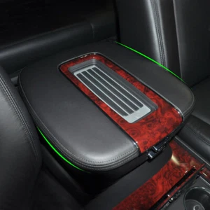 Black Leather Center Console Armrest Lid Box Cover For Cadillac Escalade 07-11 - Picture 1 of 5