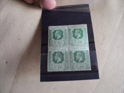 LEEWARD ISLANDS; Early 1900s Block 4 Mint hinged 1/2d. value - Image 1 of 3