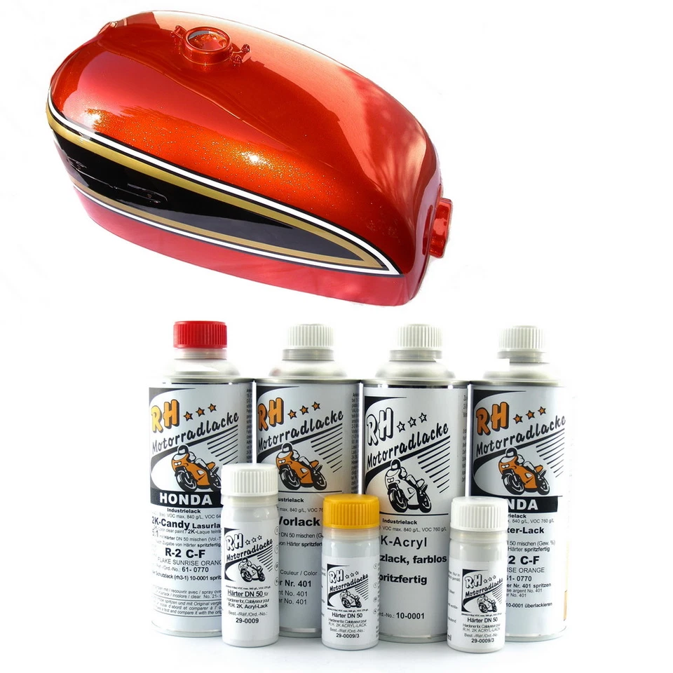 Honda CB 500 Four K2 Tank Lack Lacksatz Flake Sunrise Orange Paint Color SOHC - Bild 1 von 1