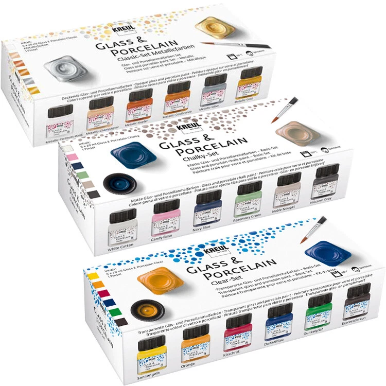 KREUL Porzellanfarbe Glass and Porcelain Set Glas Malerei Malfarbe metallic chalky