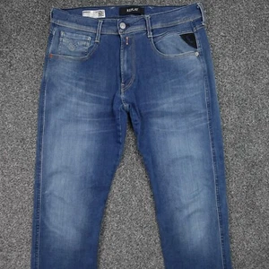 Pantalones de mezclilla Replay Anbass azules para hombre talla 32 32x32 ajustados cónicos lavados a la piedra - Imagen 1 de 22