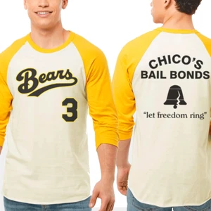 Chico's Bail Bonds Shirt Bad News Bears Vintage Baseball Raglan Mens Graphic Tee - Picture 1 of 4