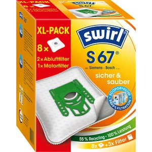 SWIRL Staubsaugerbeutel S 67 EcoPor XL Vorteilspack 8 Beutel 2 Abluftfilter - Bild 1 von 12