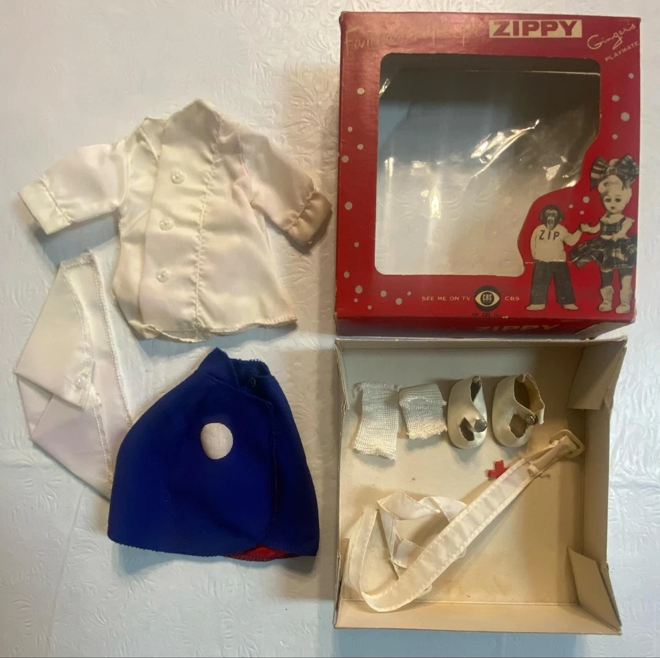 Roupa famosa vintage 1957 CBS para boneca Playmate Zippy the Chimp Ginger - Imagem 1 de 1