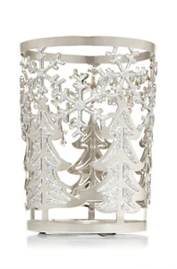 Bath & Body Works Medium Candle Holder Sleeve Snowflakes & Trees NEW - Picture 1 of 2