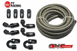 AN Braided Stainless Steel Fuel Hose 20ft &10 Fittings Kit / Fittings Only E85 - Picture 1 of 7