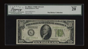 DBR 1928-B $10 LGS FRN Chicago Fr. 2002-Glgs Legacy VF-20 Serial G48224561A - Picture 1 of 2