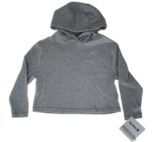 HURLEY ~ Hooded ~ Long Sleeve Shirt w/Hair Tie ~ Grey Heather ~ Girls' Size 5 - Picture 1 of 12