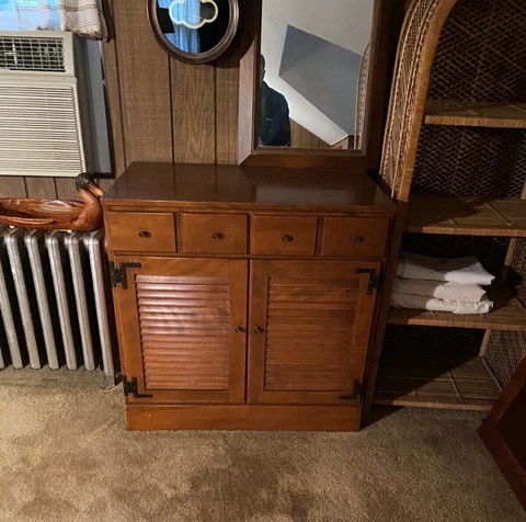 Mid Century Modern Ethan Allen Baumritter Birchcraft 32” Cane Door Cabinet Cover