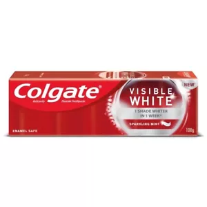 2x Colgate Dentifricio Bianco Visibile al Gusto di Menta Alito Fresco 100 Gm - Foto 1 di 6