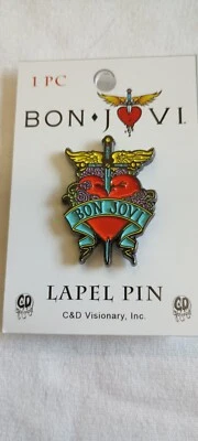Pin de solapa esmaltada Bon Jovi con logotipo de daga de 1,5 pulgadas Foto 1 de 4