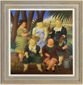 ARTE PITTURA AD OLIO REPRO DI FERNANDO BOTERO GRASSA RAGAZZA SU TELA 30"X40" - Foto 1 di 2