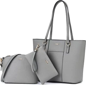 LOVEVOOK Purses for Women Fashion Handbags Tote Bag Shoulder Bags 3pcs Grey - Picture 1 of 6