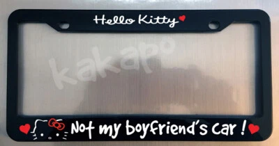 Marco de matrícula negro Not My Boyfriends Car Hello Kitty Foto 1 de 3