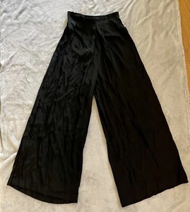 AZIZ 100% Rayon Black Palazzo Wide Leg Woman’s Loose & Baggy Pants Sz Small USA - Picture 1 of 22