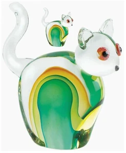 CAT ART GLASS *Heavy, Paperweight * NIB - Picture 1 of 7