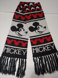 Disney Mickey Mouse Winter Scarf With Fringe 100% Acrylic 64 Inches Long - Picture 1 of 3