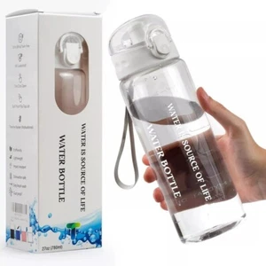 Water Bottle Gym Sports Travel Drinking Leakproof Bottle Without Straw BPA Free - Picture 1 of 9