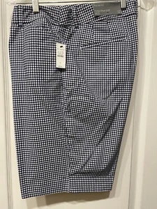 NWT Women's Talbots Shorts Blue White Checked SZ 12 - Picture 1 of 3