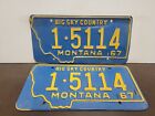 Pair 1967  Montana Silver Bow Co Butte  License Plate Tag