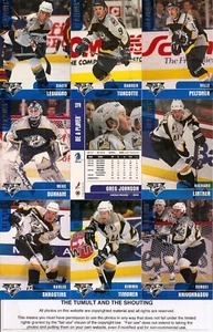 1999-00 BAP Be A Player Memorabilia Nashville Predators Juego Completo de Equipo (10) - Imagen 1 de 1