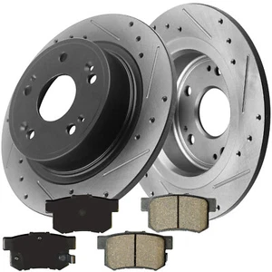 Rotores de disco de freno traseros y pastillas de cerámica negros para Honda Accord Coupe Acura TSX - Imagen 1 de 5