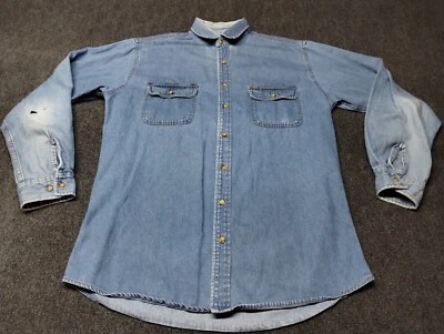Vintage Big Mac Denim Shirt Men LXT Blue Casual Button Up Long Sleeve Pockets - Image 1 of 4