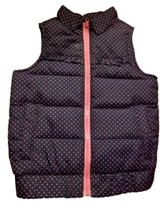 New Oshkosh Girl 2 Vest Puffer Navy Pink Polka Dot Sweet Quality Versitile Warm - Picture 1 of 5
