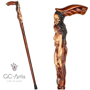 Monster walking stick cane wooden hand carved naked girl hiking staff for men - Picture 1 of 12