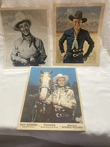 3 Vintage signierte Western Cowboy Roy Rogers & Trigger, Hoppy Boyd signierte Fotos - Bild 1 von 8