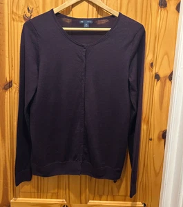 Ladies GAP Ultrasoft wool Size Medium Purple Long Sleeved Cardigan with poppers - Picture 1 of 6