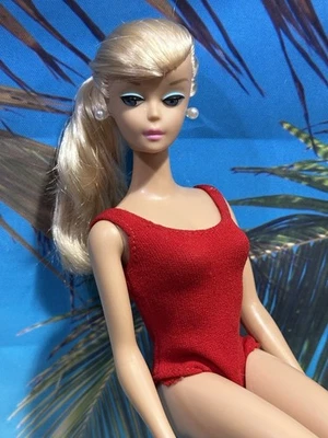 Muñeca Barbie 1958 cola de caballo remolino reproducción con uñas y dedos pintados 🌹 Foto 1 de 4