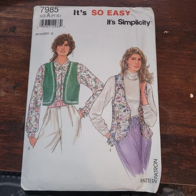Simplicity 7985 Vest Sewing Pattern Sz Petite - XL Pre-cut Complete - Image 1 of 3