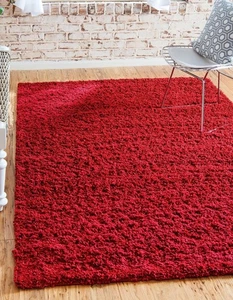 Unique Loom Solid Shag Collection Area Rug (2' 7" x 10' Runner, Cherry Red) - Picture 1 of 9