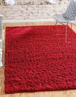 Unique Loom Solid Shag Collection Area Rug (2' 7" x 10' Runner, Cherry Red) - Image 1 of 4