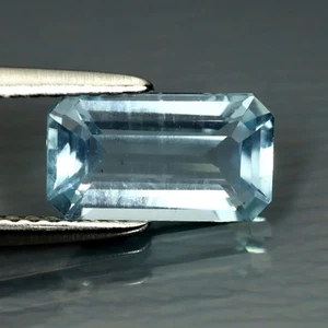 1.70 ct Octagon Cut (10 x 6mm) Brazil Natural Sky Blue Aquamarine loose Gemstone - Picture 1 of 2