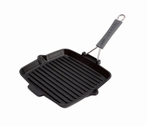 Staub Grill Pfanne 24x24cm schwarz Gusseisen Grillpfanne Grillplatte Bratpfanne - Picture 1 of 1