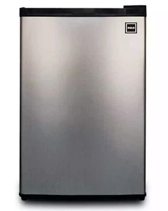 RCA 4.5 CU FT MINI FRIDGE IN BLACK W/ STAINLESS STEEL DOOR & TOP DRAWER FREEZER - Picture 1 of 7