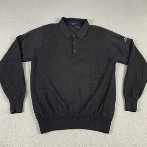 Turtleson Sweater Mens Medium Black 100% Wool Lined Knit Long Sleeve Collared - Picture 1 of 13