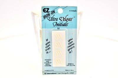 Ultra Velour Initial "M" Monogram,EZ Iron-On,White,Wash&Dry Clean,Style #10Japan - Image 1 of 2