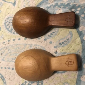 2 Pcs Vintage Wooden Ladle Short Handle Large Spoon Scoop Serving Utensil - Picture 1 of 5