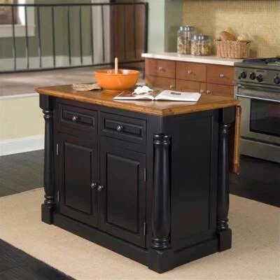 Homestyles Monarch Wood Kitchen Island in Black - Image 1 of 4