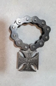 West Coast Choppers Bottle Opener on Motorcycle Chain with Iron Cross. - Picture 1 of 3