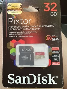 SanDisk Pixtor 32GB High Performance SDHC Memory Card /80MB/s, Class10 UHS-1 - Picture 1 of 1