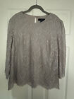 Oasis silver grey smart lacy lined top - size 14