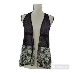 Polkadot and floral sheer vest Size M New - Picture 1 of 9