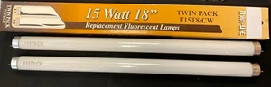New 2-Bulb Box Thin-Lite 15 Watt 18” Replacement Fluorescent Bulbs F15T8/CW - Picture 1 of 5