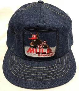 NWOT Vintage Kawasaki MULE Denim Swingster SnapBack Hat ATV Deadstock - Picture 1 of 11