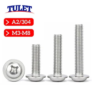 M3 M3.5 M4 M5 M6 M8 Phillips Flanged Button Head Screws Bolts A2 Stainless Steel - Picture 1 of 57