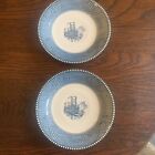 2 Vintage Currier & Ives Royal China Blue/White “Steamboat” 6” Saucer/Plate